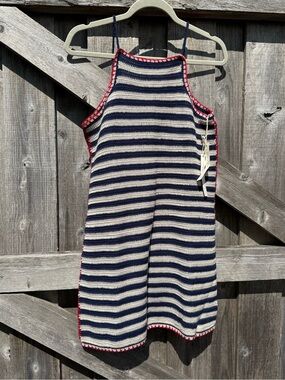 Lovestitch Crochet Knit Striped Tank Top NWT Medium Americana